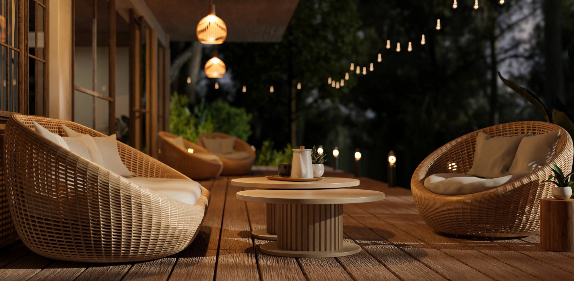 Terrasse bambou jardin naturel