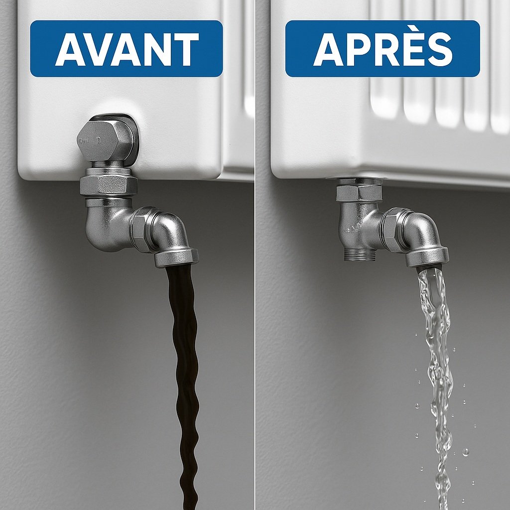 Avant / Après le désembouage de radiateur